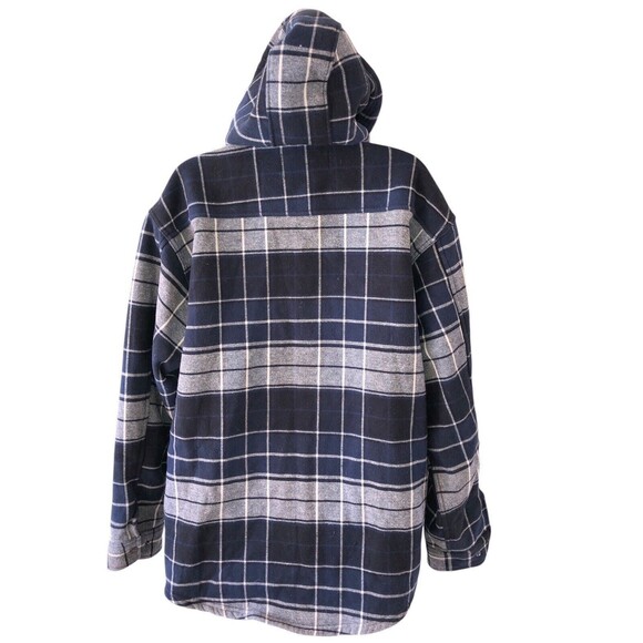 Wolverine DISTRESSED Hoodie XL Plaid Blue Snap Close Long Sleeve Workwear - Picture 2 of 11